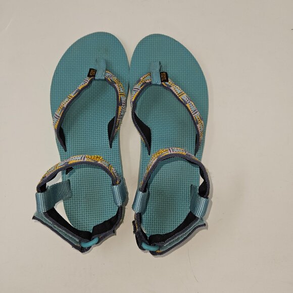 Teva Womens Size 10 Light Blue Aztec Original Ankle Strap Thong Sandals 1003986 - Picture 9 of 13